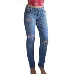 A&F Abercrombie Fitch distressed ripped jeans motorcycle jeans ankle zippers 29